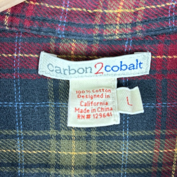 Carbon2Cobalt Shirt Men Large‎ Green Red Plaid Flannel Gauzey Outdoor - Picture 4 of 13